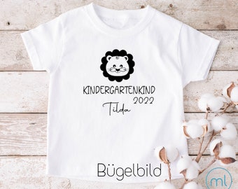 Bügelbild Kindergartenkind  | Aufbügler KiGa Kind mit Tieren |  Wunschname | Name personalisiert | zum Aufbügeln | Auswahl aus vielen Farben