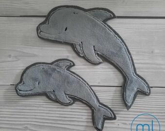 Große Delfin Applikation|  Stickapplikation Delfin | Delfine | Bügelbild Delfin in 2 Größen |