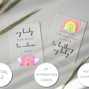 30 cartes d'affirmation de fertilité, cartes d'affirmation de FIV, affirmations d'infertilité, FIV, arc-en-ciel de FIV