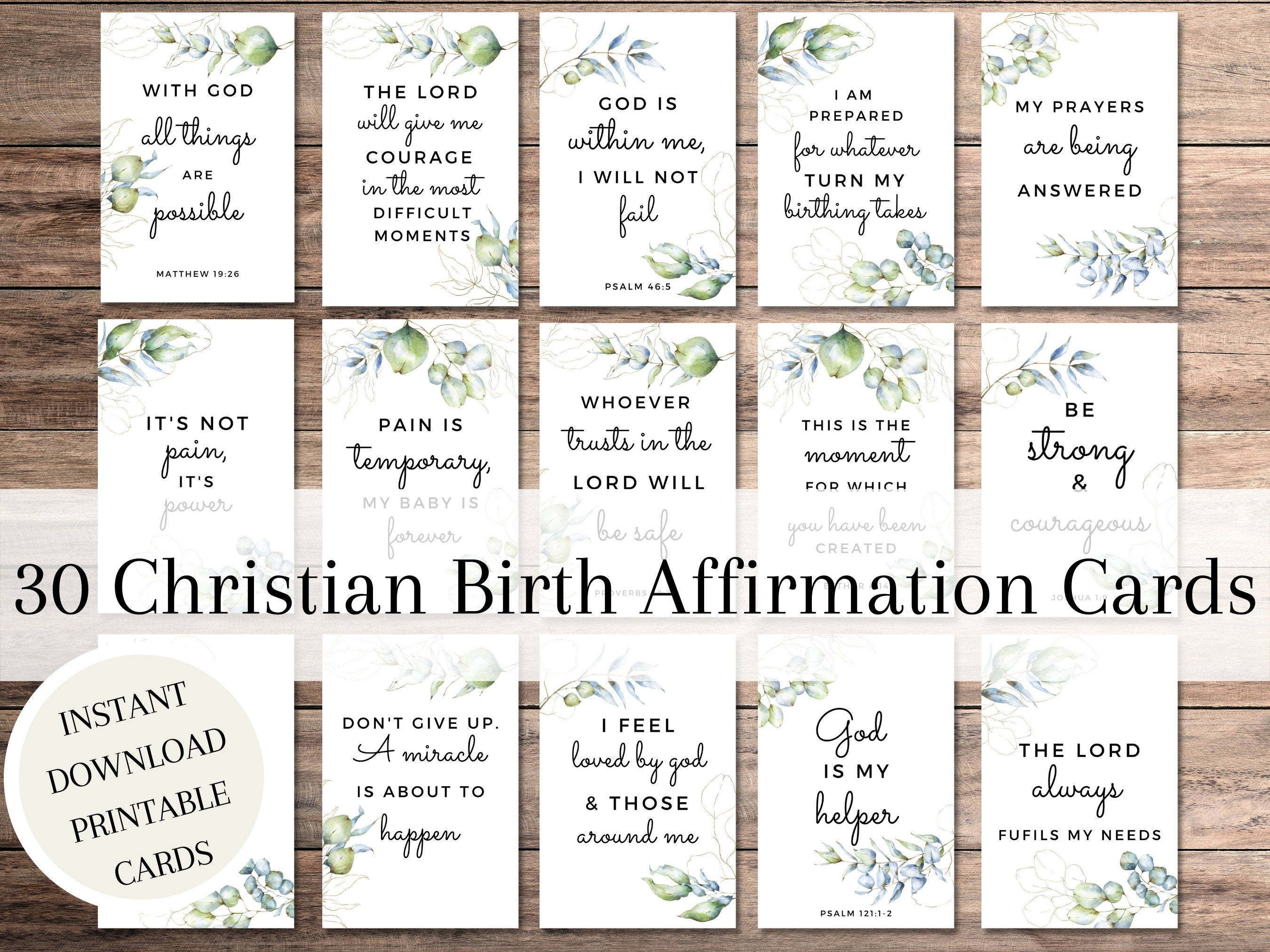 30 Christian Birth Affirmation Printable Cards Instant Etsy UK