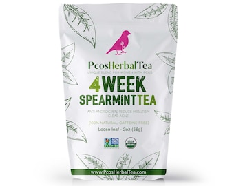 PCOS suplemento de té herbario de menta orgánica para mujeres equilibrio hormonal, acné, regular el ciclo menstrual, Hirsutismo, crecimiento del cabello no deseado