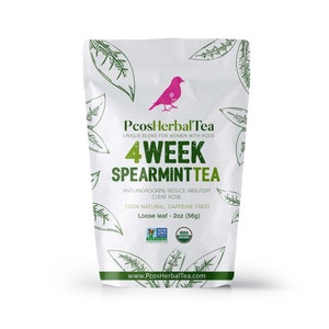PCOS Organic Spearmint Herbal Tea Supplement for Women Hormonal Balance, Acne, Regulate Menstrual Cycle, Hirsutism, Unwanted Hair Growth