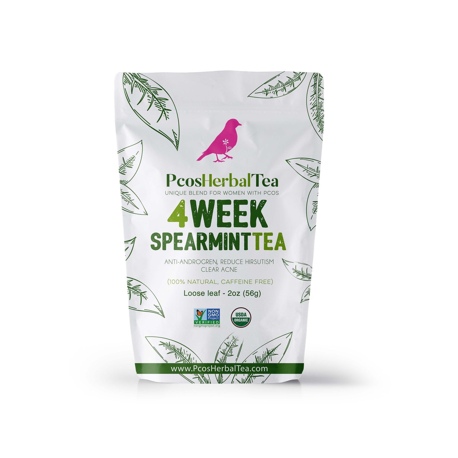 PCOS Organic Spearmint Herbal Tea Supplement for Women Hormonal Balance