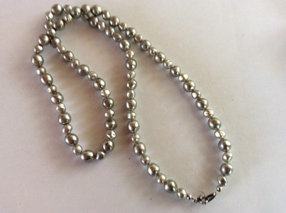 Crown Trifari Silver Colored Beaded Necklace - image 2