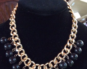 Collier chaîne en or Paparazzi avec perles et boucles d'oreilles assorties NIB