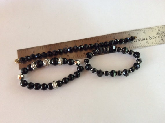 Three pretty Black Beaded Bracelets - image 5