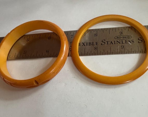 Vintage Two Butterscotch Bakelite Bangle Bracelets - image 5
