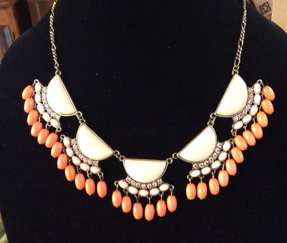 Edwardian type necklace, metal chain, rhinestones… - image 1