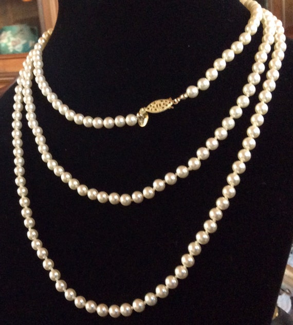 56 inches of beautiful glass faux pearl beads by I