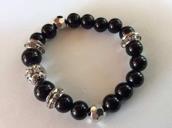 Three pretty Black Beaded Bracelets - image 3