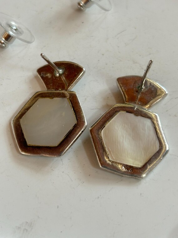 Pretty Antique Sterling Silver (925) Abalone, Ony… - image 5