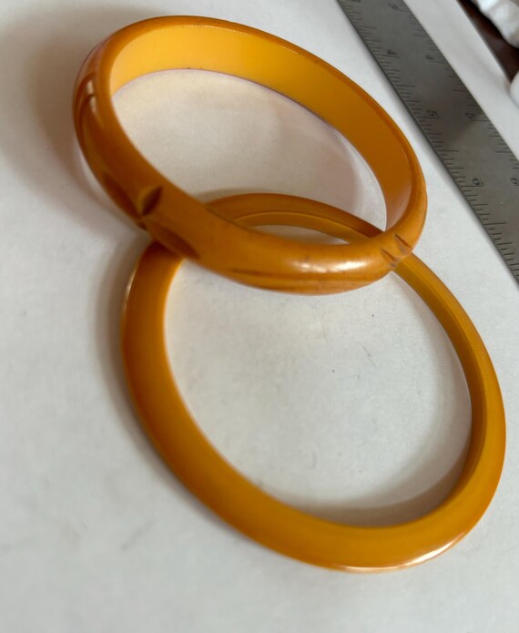 Vintage Two Butterscotch Bakelite Bangle Bracelets - image 2