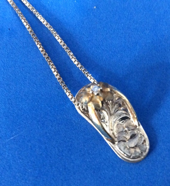 Sterling Silver Necklace and Flip Flop 