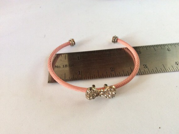 Cute Twisted Pink Cuff Bracelet with Rhinestoned … - image 3