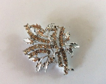 Nice Silver tone Rhinestone Tree Branch Brooch