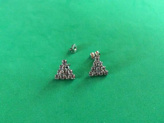 Triangular Rhinestone Stud Earrings - image 1