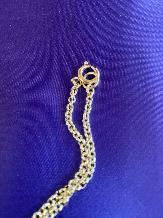 Long Gold tone chain with Rectangular N Pendent - image 6