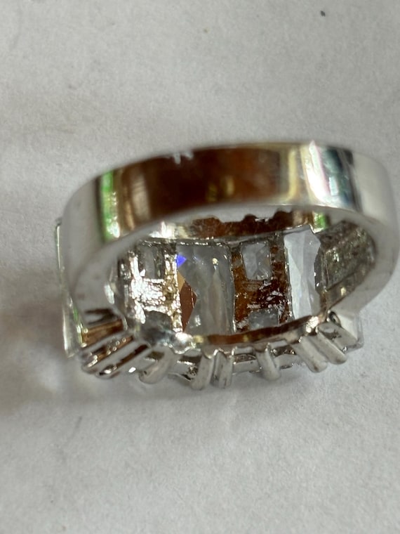 Silvertone Clear Baguette Ring - image 5