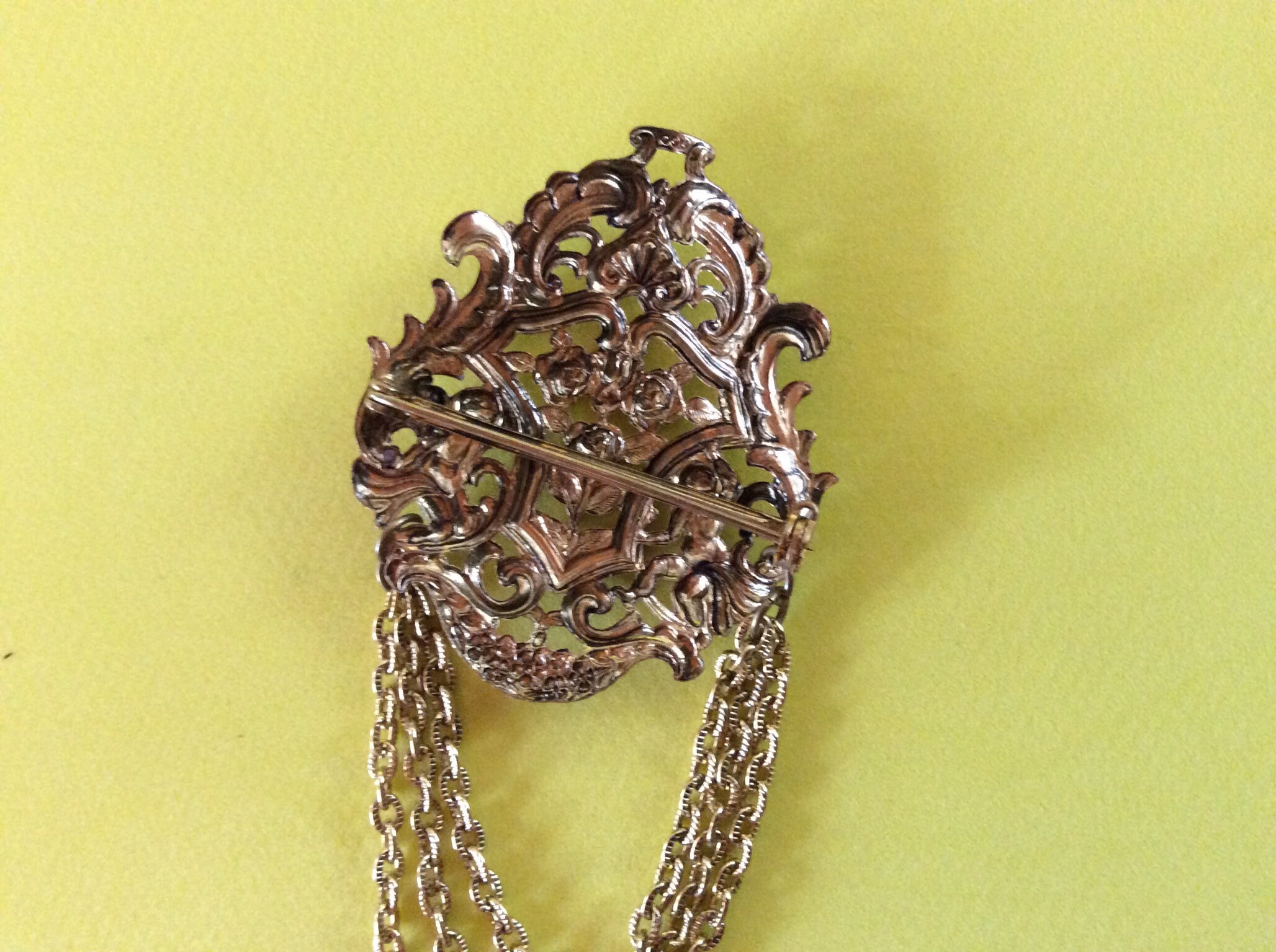 Victorian Style Brooch With Chains Etsy