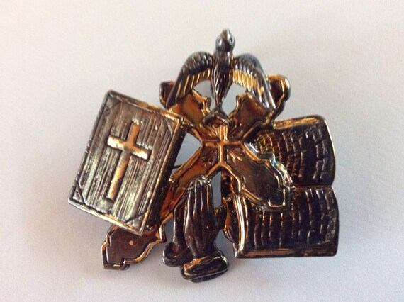 Chinese made bronze Christian Brooch/Pendant - image 1