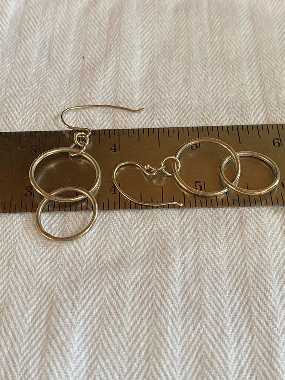 Silvertone Wire Dangling Circle Earrings - image 4