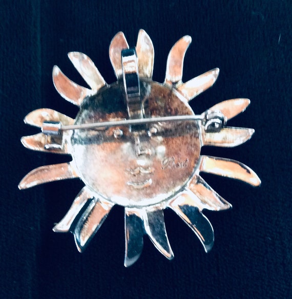 Best signed Silver sun Brooch/Pendant - image 2