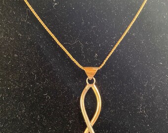 Lovely 12KGF over Sterling Silver Pendant with Turquoise Stone Necklace on Gold Chain
