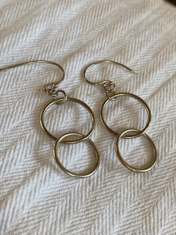 Silvertone Wire Dangling Circle Earrings - image 3