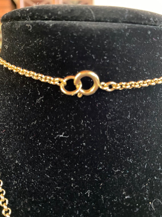 Long Gold tone chain with Rectangular N Pendent - image 2