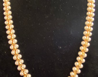 Vintage Napier Goldtone and Faux Pearl linked Necklace