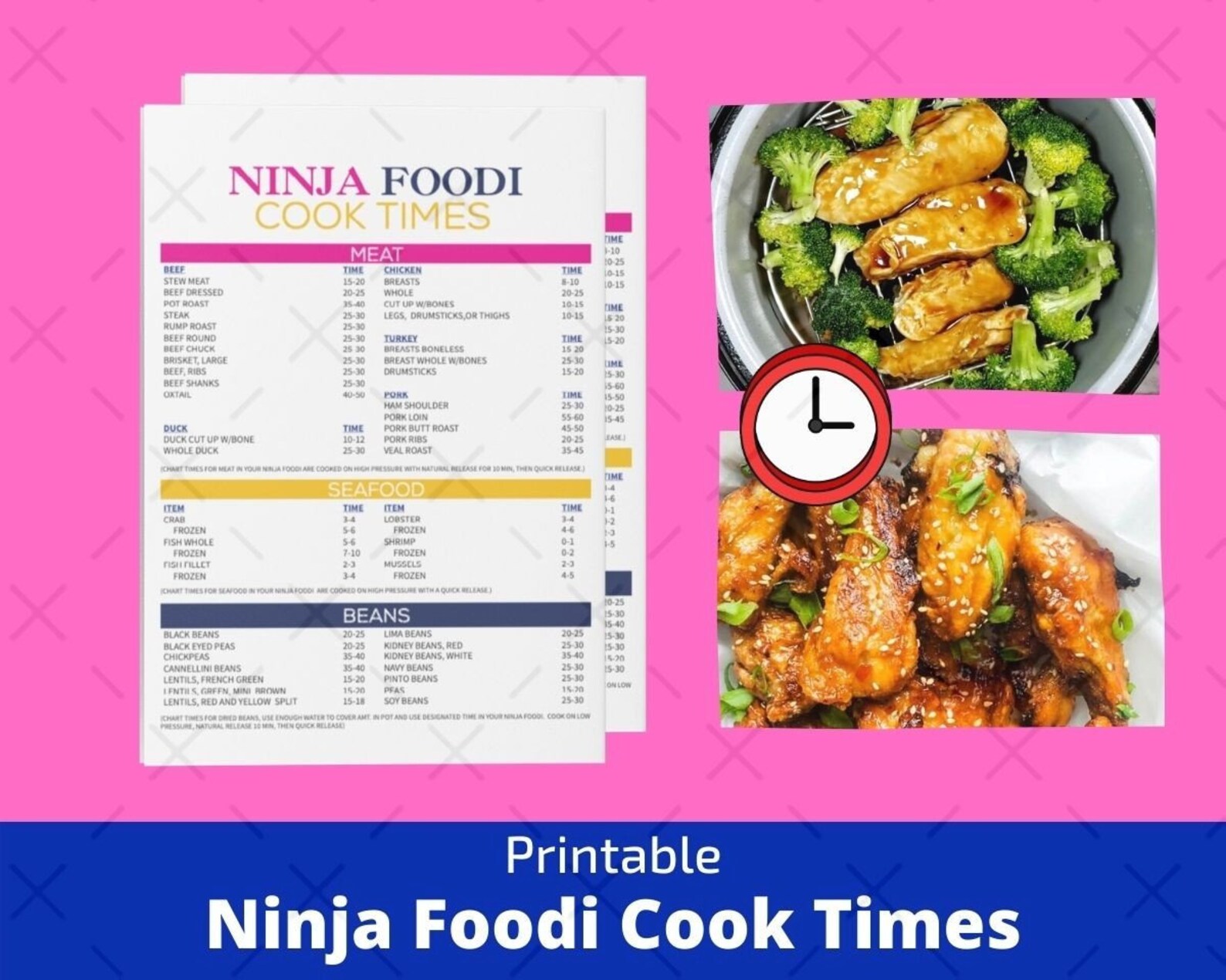 Ninja Foodi Cook Times Printable Cook Times Etsy