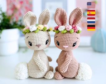 Modèle au crochet lapin Amigurumi, motif lapin de Pâques au crochet, motif lapin lapin peluche, lapin chenille, Blossom le lapin Amigurumi PDF