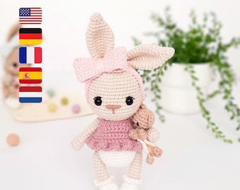 Crochet Bunny Pattern, Amigurumi Bunny Pattern, Amigurumi Crochet Pattern Bunny, Amigurumi Doll, Baby Rosie Bunny Amigurumi Pattern PDF