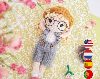 Amigurumi Doll Pattern, Crochet Doll Pattern, Crochet Amigurumi Pattern, Kimberly, Digital PDF