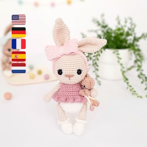 Modello coniglietto all'uncinetto, modello coniglietto Amigurumi, modello coniglietto Amigurumi all'uncinetto, bambola Amigurumi, modello Amigurumi Baby Rosie coniglietto PDF