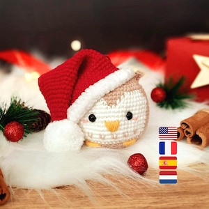 Christmas Owl Amigurumi Crochet Pattern, Bauble Ornament (PDF Pattern)