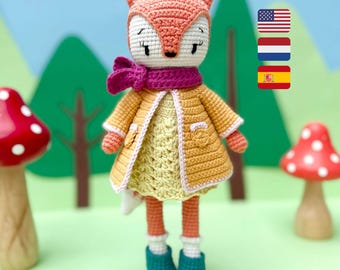 Crochet Fox Pattern, Amigurumi Fox Pattern, Fox Doll Crochet, Matilda the Fox Amigurumi Crochet Pattern, Dress up doll crochet pattern
