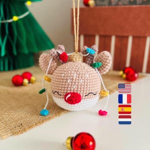 Amigurumi Christmas Ornaments, Rudolf the Red Nosed Reindeer Amigurumi Pattern (PDF) Instant Download