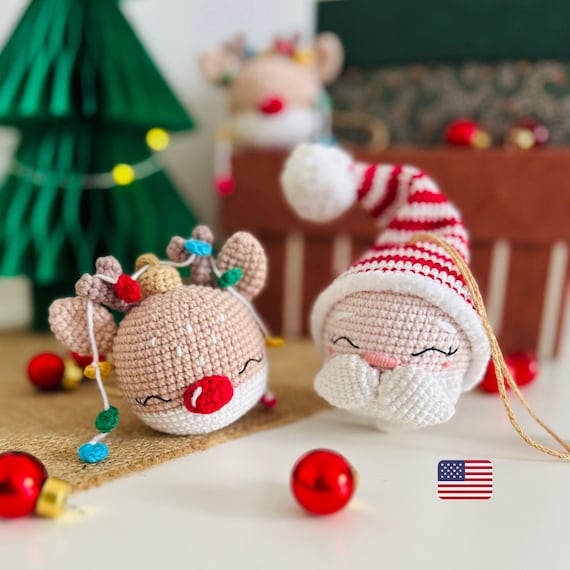 Crochet Christmas Pattern PDF Bundle of Rudolph the Reindeer & Santa, Amigurumi Christmas Pattern Bundle