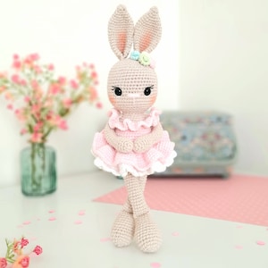 Bunny Crochet Pattern, Amigurumi Bunny Pattern, Crochet Ballerina doll, Belle the Ballerina PDF in English, German, French, Spanish & Dutch image 4