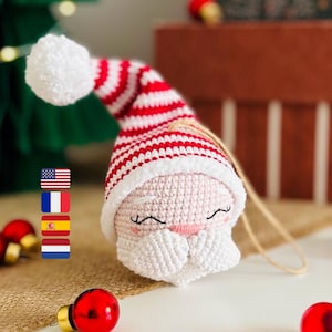 Christmas Crochet Pattern - Santa Bauble Ornament, Amigurumi Father Christmas Decoration (Digital PDF)