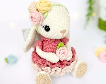 Amigurumi Crochet Bunny Pattern, Tallulah the Flower Fairy Digital PDF