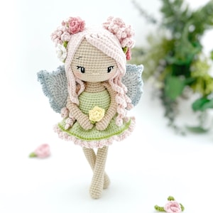 Crochet Fairy Doll, Amigurumi Fairy Pattern PDF, Spring Fairy Flower Doll - Rose Blossom image 5