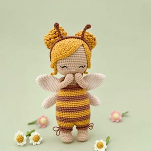 Patron au crochet Bumble the Honey Sprite, modèle PDF de poupée Amigurumi, poupée fée abeille (téléchargement numérique) image 6