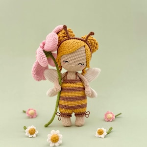 Patron au crochet Bumble the Honey Sprite, modèle PDF de poupée Amigurumi, poupée fée abeille (téléchargement numérique) image 7