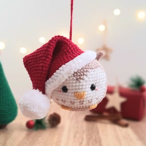 Christmas Owl Amigurumi Pattern, Xmas Owl Ornament Crochet Pattern, Woodland Owl Christmas Pattern, Hootsie the Owl PDF in English