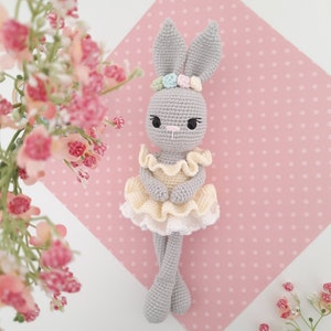 Bunny Crochet Pattern, Amigurumi Bunny Pattern, Crochet Ballerina doll, Belle the Ballerina PDF in English, German, French, Spanish & Dutch image 5