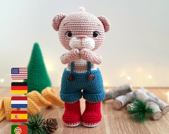Amigurumi Bear Pattern, Amigurumi Crochet Pattern, Crochet Bear, Amigurumi Animals, Ollie the Bear Cute PDF Pattern, Teddy Bear Pattern