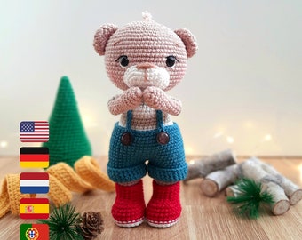 Amigurumi Bear Pattern, Amigurumi Crochet Pattern, Crochet Bear, Amigurumi Animals, Ollie the Bear Cute PDF Pattern, Teddy Bear Pattern