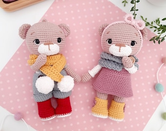 Amigurumi Crochet Bear Pattern, Ollie & Tilly Bundle (PDF in ENGLISH and GERMAN)